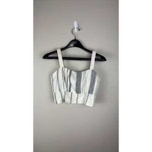 Lost + Wander - Small - Striped White Crop Top With Textured Straps